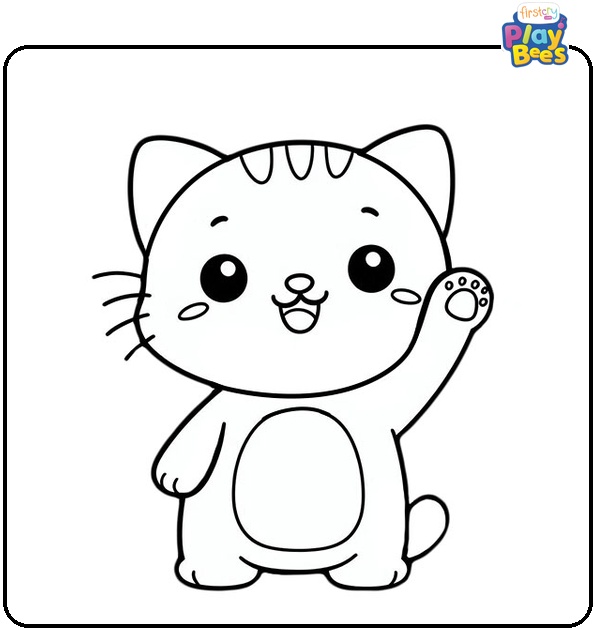 Happy Kitten Colouring Page