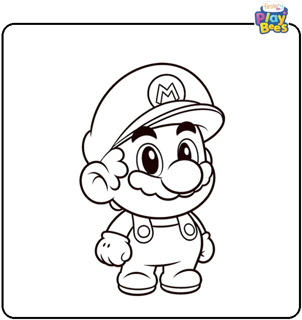 Happy Mario Coloring Page
