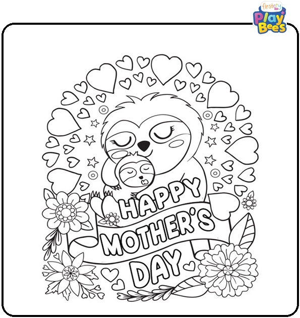 Happy Mother's Day Doodle Coloring Page