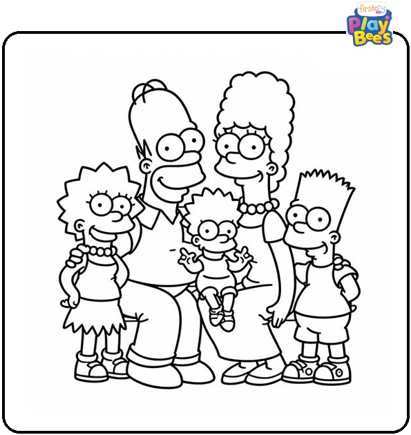 Happy Simpson Family Coloring Page