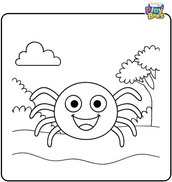 Happy Spider Coloring Page
