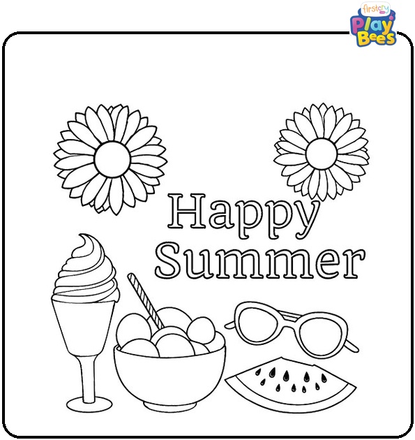 Happy Summer Coloring Page
