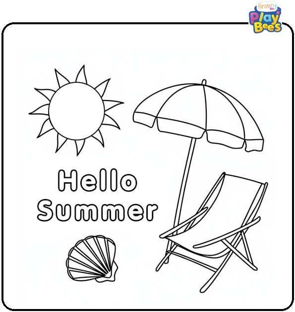 Hello Summer Coloring Page