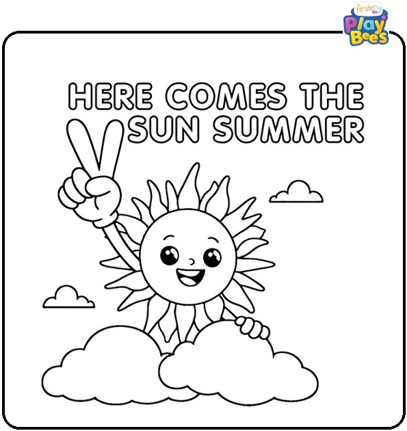 Here Comes The Sun Summer Coloring Page