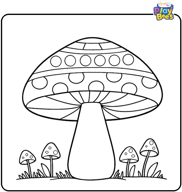 Hippie Mushroom Coloring Page