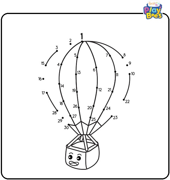 Hot Air Balloon Dot to Dot Coloring Page