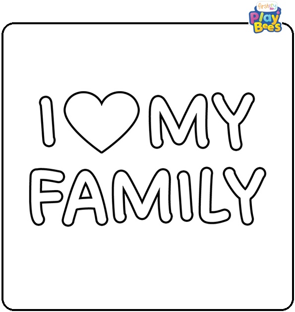 I Love My Family Text Coloring Page