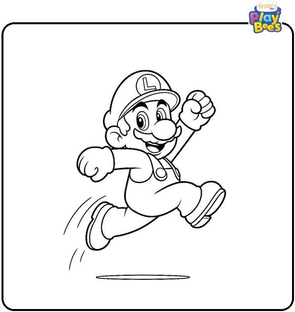 Jumping Luigi Coloring Page