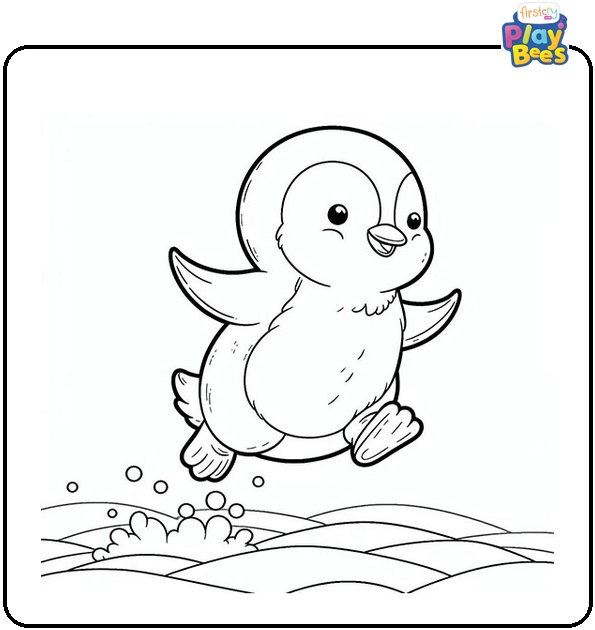 Jumping Penguin Coloring Page