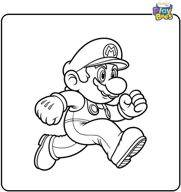 Jumping Super Mario Coloring Page