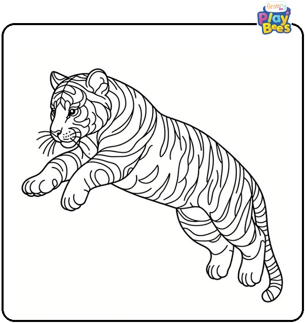 Jumping Tiger Coloring Page