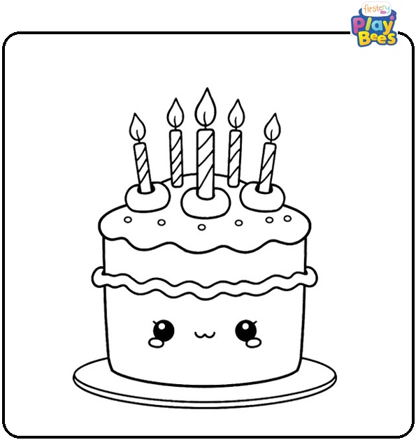 Kawaii Cake Coloring Page
