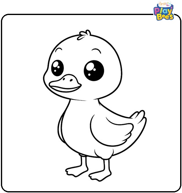 Kawaii Duck Coloring Page