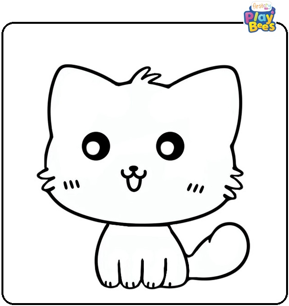 Kawaii Kitten Colouring Page