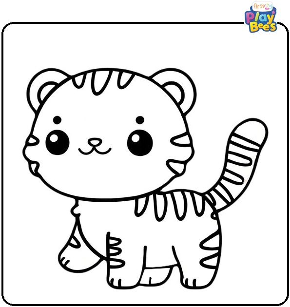 Kawaii Tiger Coloring Page