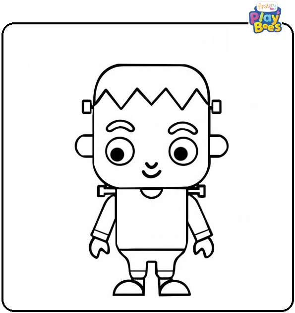 Kid Frankenstein Cute Monster Coloring Page