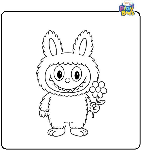 Labubu And Flower Coloring Page Labubu And Flower Coloring Page