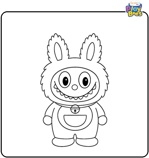 Labubu Doraemon Coloring Page Labubu Doraemon Coloring Page