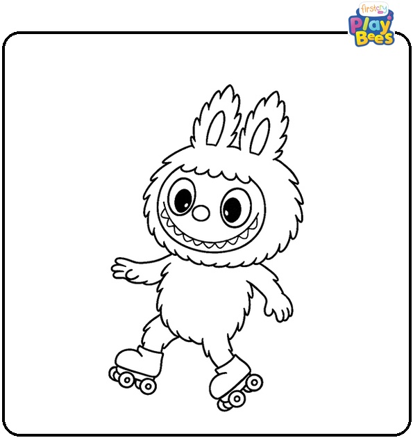 Labubu Wearing Roller Skates Coloring Page Labubu Wearing Roller Skates Coloring Page