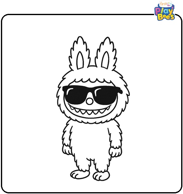 Labubu Wearing Sunglasses Coloring Page Labubu Wearing Sunglasses Coloring Page