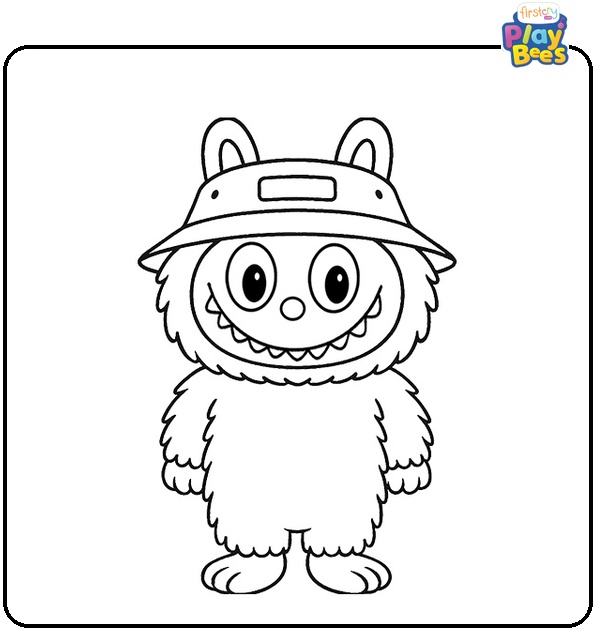 Labubu with Hat Coloring Page Labubu with Hat Coloring Page
