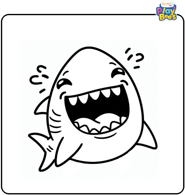 Laughing Shark Colouring Page