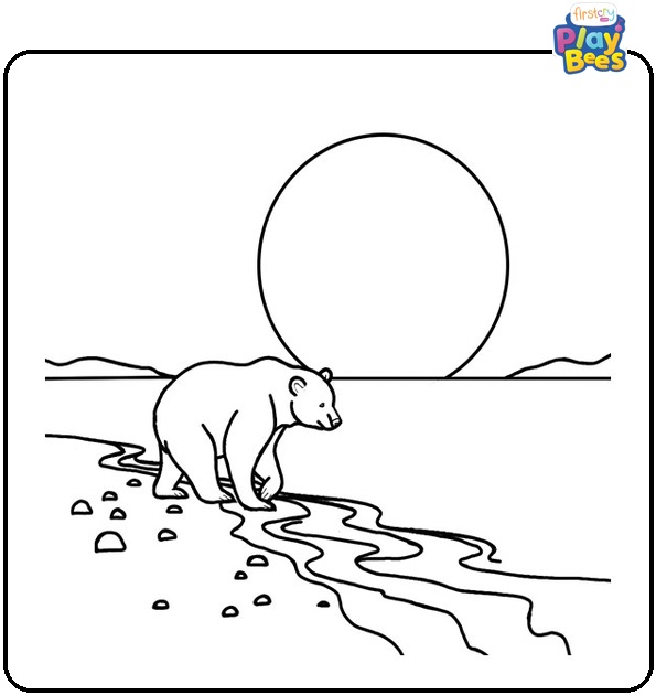 Lonely Bear on a Seacoast Coloring Page