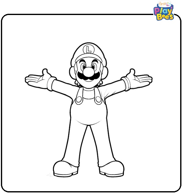 Luigi Spread Arms Coloring Page
