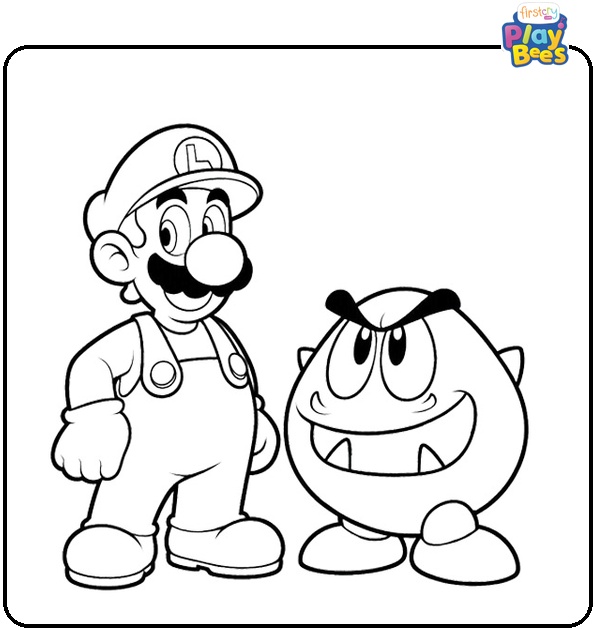 Luigi and Goomba Coloring Page