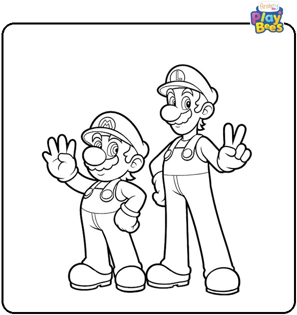 Luigi with Mario Coloring Page