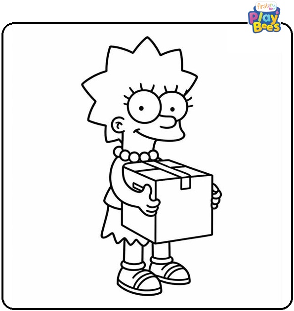 Maggie Simpson Holds a Box Coloring Page