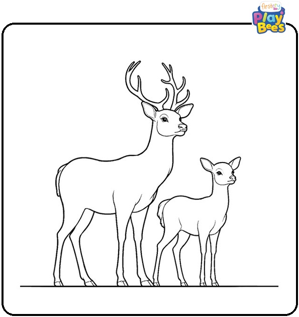 Male and Female Deer Coloring Page
