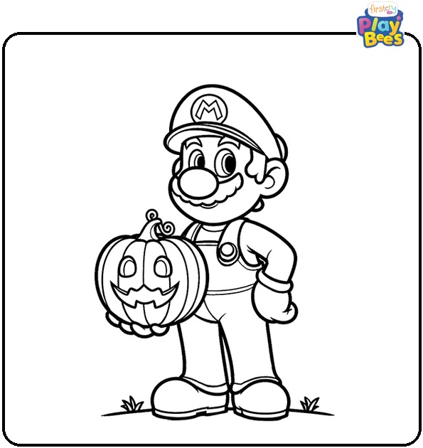 Mario Halloween Coloring Page