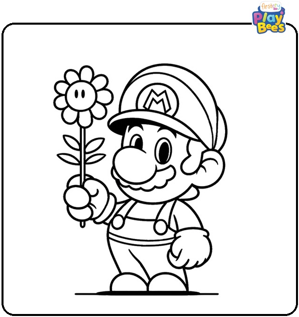 Super Mario Fire Flower Coloring Page