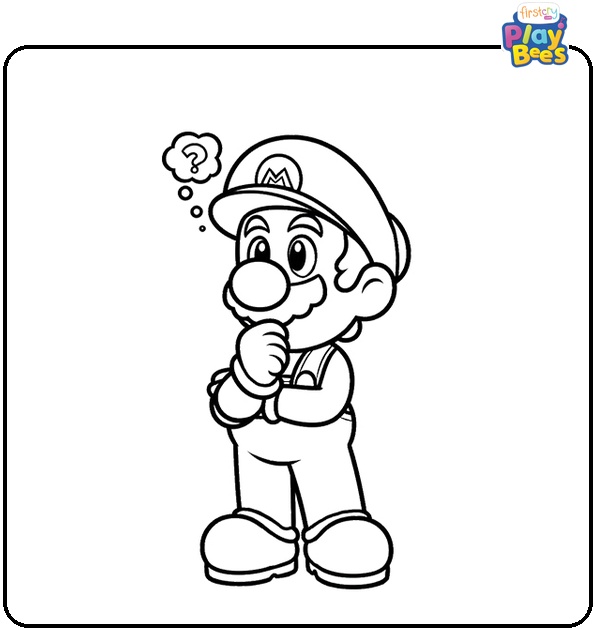 Mario In His Thoughts coloring page