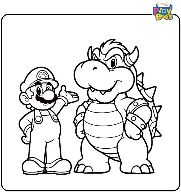 Mario and Bowser Coloring Page