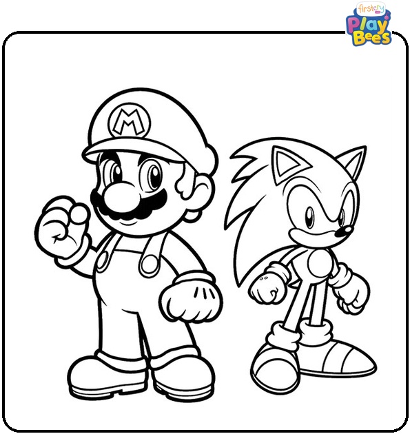 Mario and Sonic Coloring Page
