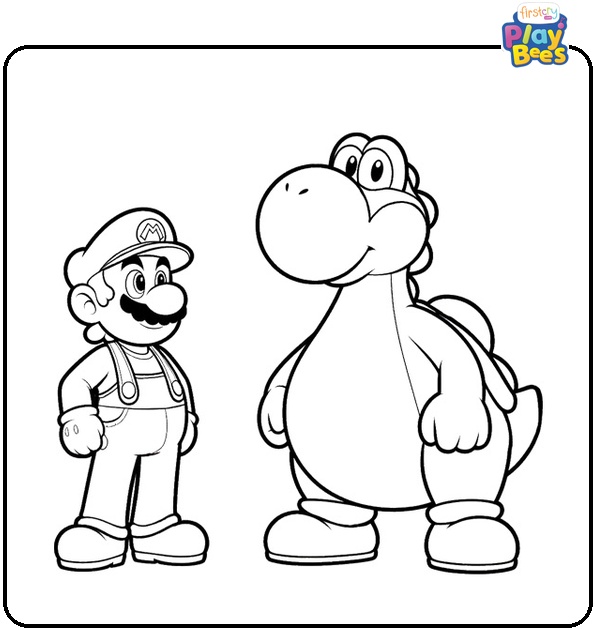 Mario and Yoshi Coloring Page