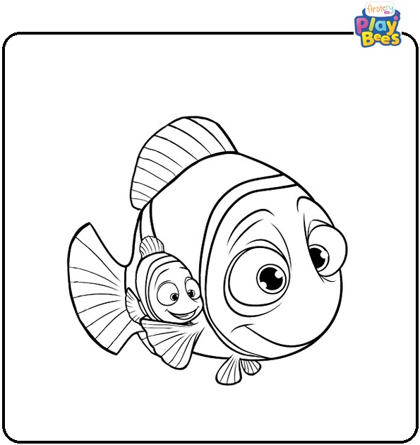 Marlin Hugs Nemo Coloring Page