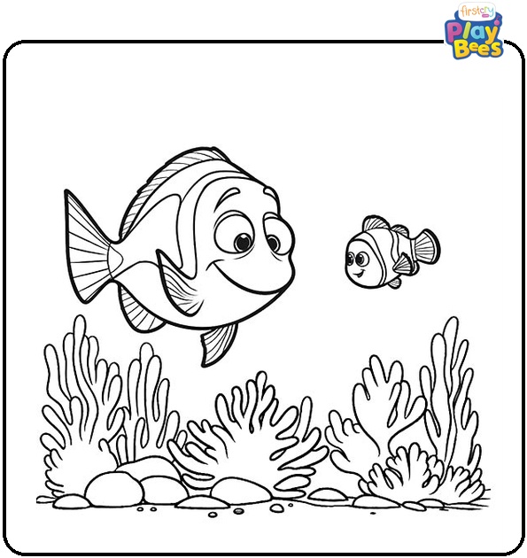 Marlin and Nemo in the Corals Coloring Page