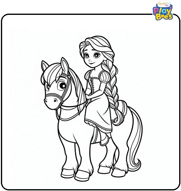 Maximus and Rapunzel Coloring Page Maximus and Rapunzel Coloring Page