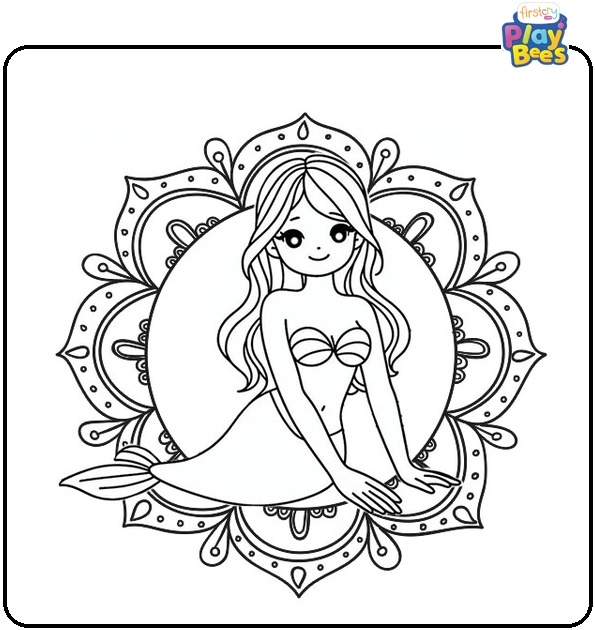 Mermaid Mandala Colouring Page