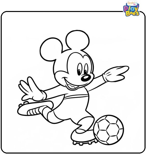 Mickey Mouse Playing Soccer Coloring Page