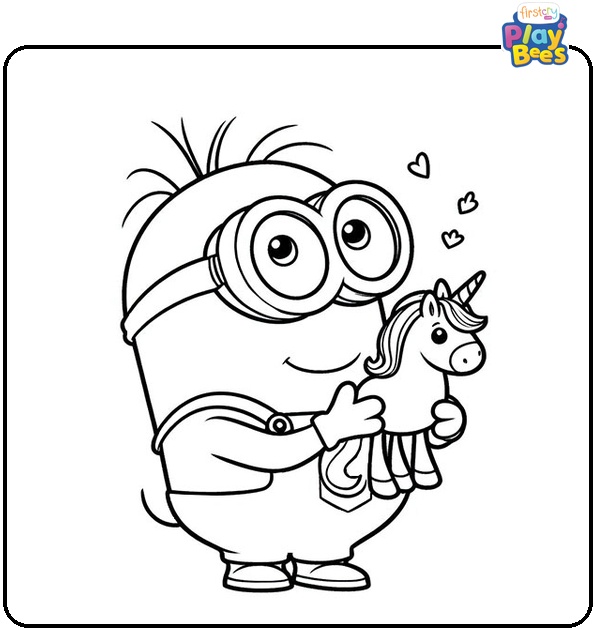 Minion Holding Toy Unicorn Coloring Page