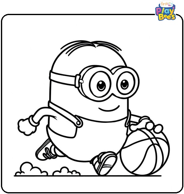 Minion Playing Basketball Coloring Page
