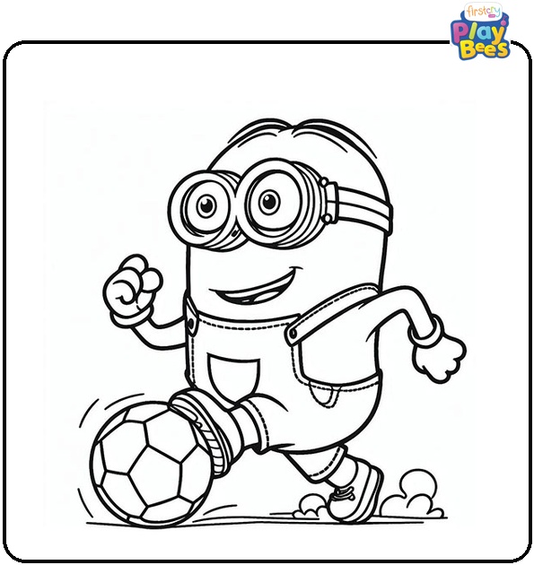 Minion Playing Soccer Coloring Page