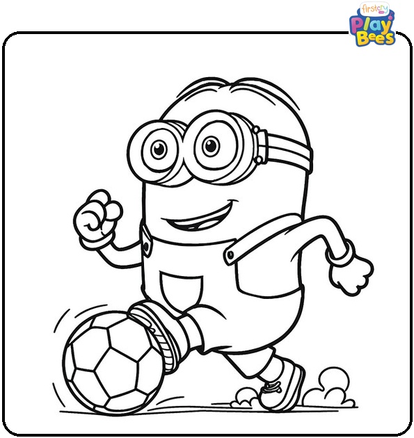 Minion Playing Soccer Coloring Page