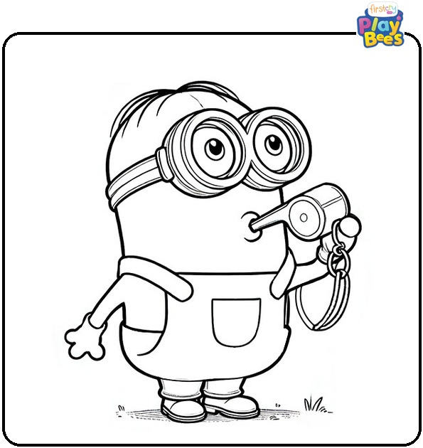 Minion Whistling Coloring Page