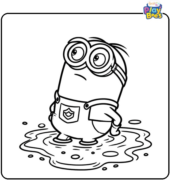 Minion in the Puddle Coloring Page