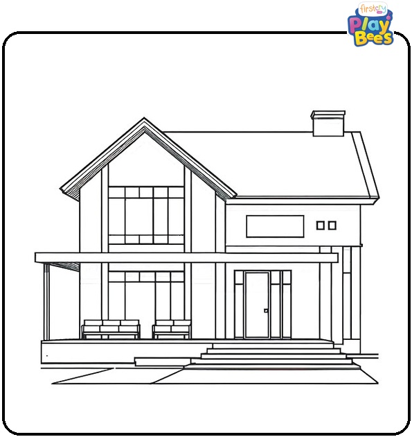 Modern House Coloring Page